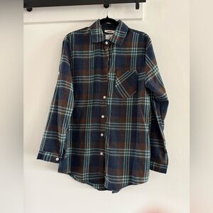 Adora Blue and Brown Plaid Flannel Shirt